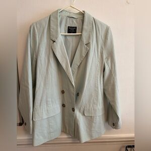 Mint Green Linen Double-Breasted Blazer - A&F Size M - Slightly oversized
